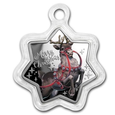 Серебряная монета 1oz Счастливого Рождества 1 доллар 2019 Австралия (цветная)