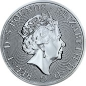 Серебряная монета 2oz Черный Бык Кларенса (серия "Звери Королевы") 5 фунтов 2018 Великобритания