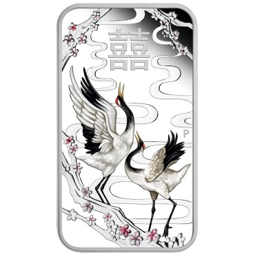 Серебряная монета 1oz Китайская Свадьба 1 доллар 2019 Тувалу (цветная)