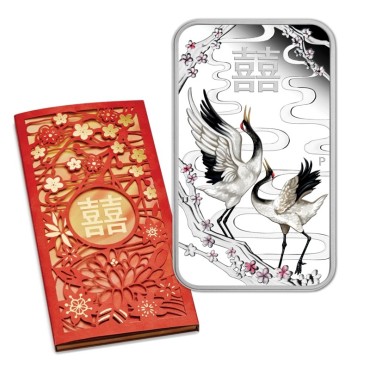 Серебряная монета 1oz Китайская Свадьба 1 доллар 2019 Тувалу (цветная)