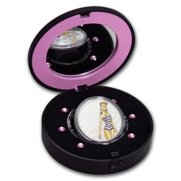 Серебряная монета 1oz Барби 60-ти летие 1 доллар 2019 Тувалу (цветная)