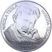 Серебряная монета 1oz Никола Тесла 100 динаров 2020 Сербия