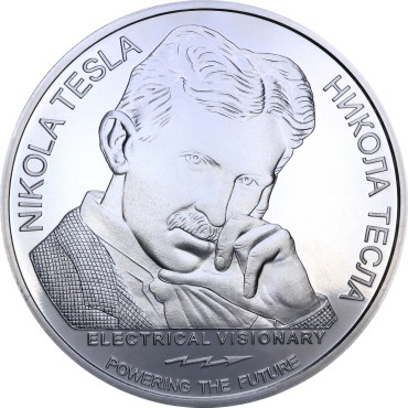 Срібна монета 1oz Нікола Тесла 100 динарів 2020 Сербія