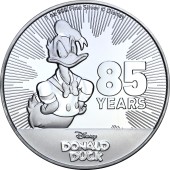 Срібна монета 1oz Дональд Дак 85 років 2 долара 2019 Ніуе