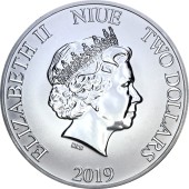Серебряная монета 1oz Дональд Дак 85 лет 2 доллара 2019 Ниуэ