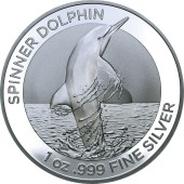 Серебряная монета 1oz Дельфин 1 доллар 2020 Австралия