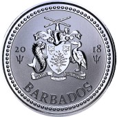 Серебряная монета 1oz Трезубец 1 доллар 2018 Барбадос