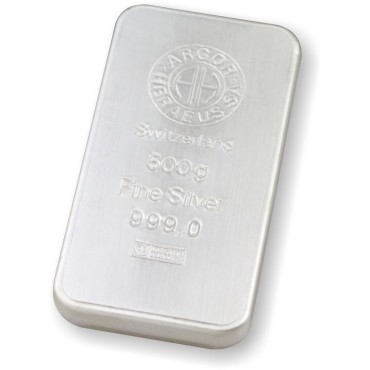 Серебряный слиток 500 грамм 999 Fine Silver Argor-Heraeus
