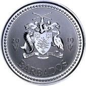 Серебряная монета 1oz Трезубец 1 доллар 2019 Барбадос