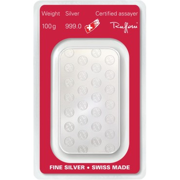 Серебряный слиток 100 грамм 999 Fine Silver Argor-Heraeus