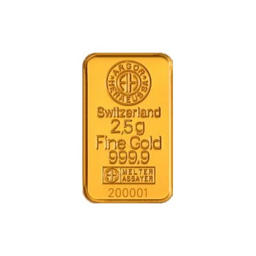 Золотой слиток 2,5 грамма 9999 Fine Gold Argor-Heraeus