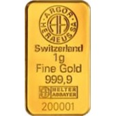 Золотой слиток 1 грамм 9999 Fine Gold Argor-Heraeus