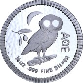 Срібна монета 1/4oz Афінська Сова 1 долар 2018 Ніуе