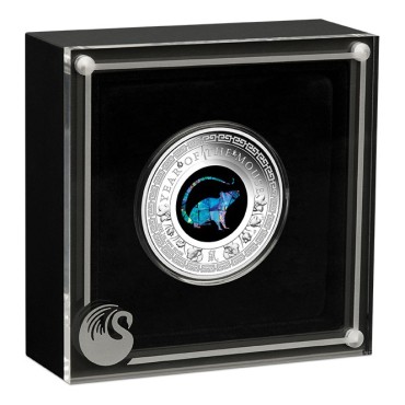 Срібна монета 1oz Рік Миші (Пацюка) 1 долар 2020 Австралія (опал)