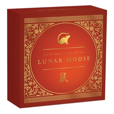 Срібна монета 1oz Рік Миші (Пацюка) 1 долар 2020 Австралія (опал)