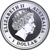 Серебряная монета 1oz Год  Кролика 1 доллар 1999 Австралия (позолота)