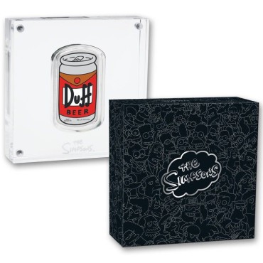 Серебряная монета 1oz Пиво Дафф (серия "Симпсоны") 1 доллар 2019 Тувалу (цветная)