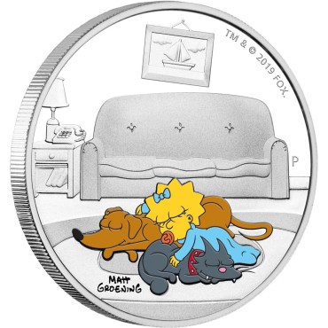 Серебряная монета 1oz Мэгги Симпсон (серия "Симпсоны") 1 доллар 2019 Тувалу (цветная)