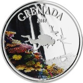 Срібна монета 1oz Гренада 2 долара 2018 Східні Кариби (кольорова)