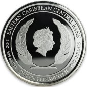 Серебряная монета 1oz Доминика 2 доллара 2018 Восточные Карибы (цветная)