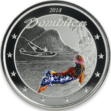 Серебряная монета 1oz Доминика 2 доллара 2018 Восточные Карибы (цветная)