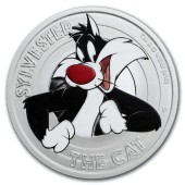Серебряная монета 1/2oz Кот Сильвестр (серия "Looney Tunes") 50 центов 2018 Тувалу (цветная)