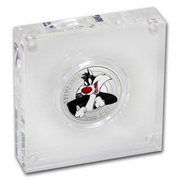 Серебряная монета 1/2oz Кот Сильвестр (серия "Looney Tunes") 50 центов 2018 Тувалу (цветная)