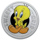 Серебряная монета 1/2oz Птичка Твити (серия "Looney Tunes") 50 центов 2018 Тувалу (цветная)