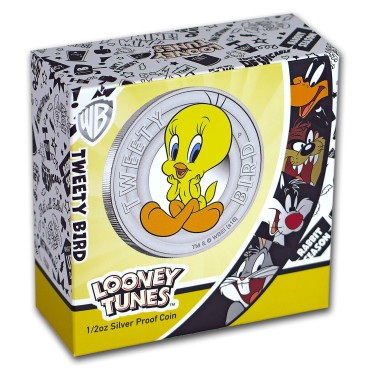 Серебряная монета 1/2oz Птичка Твити (серия "Looney Tunes") 50 центов 2018 Тувалу (цветная)