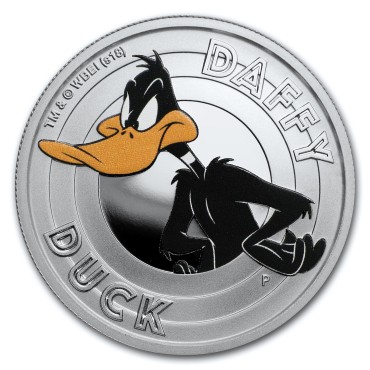 Серебряная монета 1/2oz Утка Даффи (серия "Looney Tunes") 50 центов 2018 Тувалу (цветная)