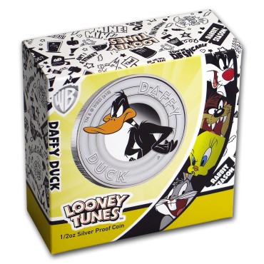 Серебряная монета 1/2oz Утка Даффи (серия "Looney Tunes") 50 центов 2018 Тувалу (цветная)