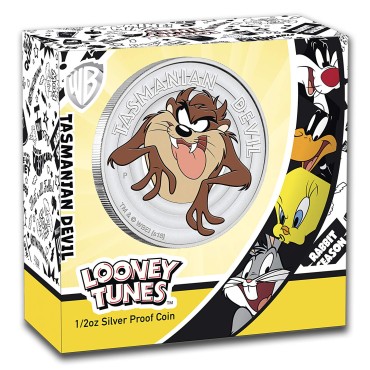 Серебряная монета 1/2oz Тасманский Дьявол (серия "Looney Tunes") 50 центов 2018 Тувалу (цветная)