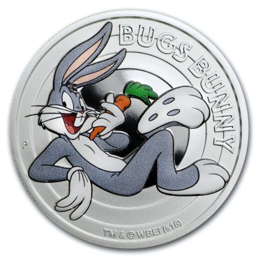 Серебряная монета 1/2oz Кролик Багз (серия "Looney Tunes") 50 центов 2018 Тувалу (цветная)