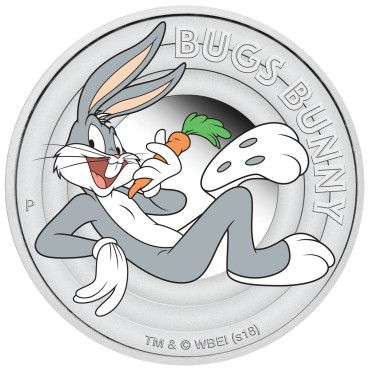 Серебряная монета 1/2oz Кролик Багз (серия "Looney Tunes") 50 центов 2018 Тувалу (цветная)