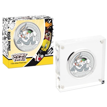 Серебряная монета 1/2oz Кролик Багз (серия "Looney Tunes") 50 центов 2018 Тувалу (цветная)