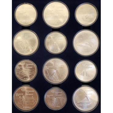 Набор серебряных монет (28шт.) "XXI летние Олимпийские Игры в Монреале" 5-10 долларов Канада 1973