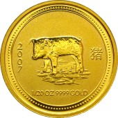 Золотая монета 1/20oz Год Свиньи 5 долларов 2007 Австралия