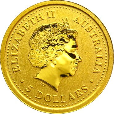 Золотая монета 1/20oz Год Свиньи 5 долларов 2007 Австралия