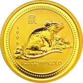Золотая монета 1/20oz Год Мыши (Крысы) 5 долларов 1996 Австралия