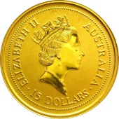 Золотая монета 1/10oz Год Быка 15 долларов 1997 Австралия