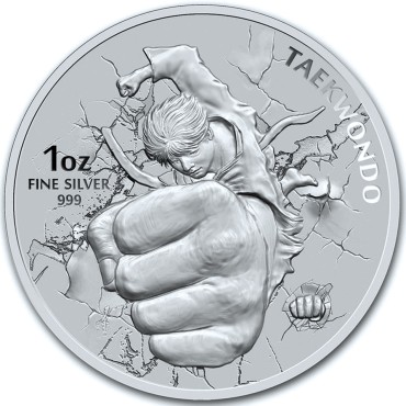 Серебряный раунд 1oz Тхэквондо 2020 Корея