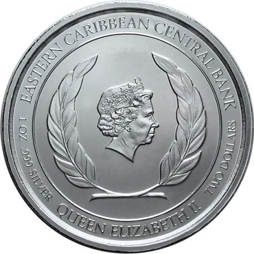 Срібна монета 1oz Сент-Люсія 2 долара 2019 Сент-Люсія