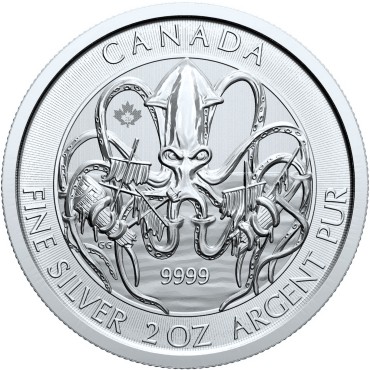 Срібна монета 2oz Кракен 10 доларів 2020 Канада