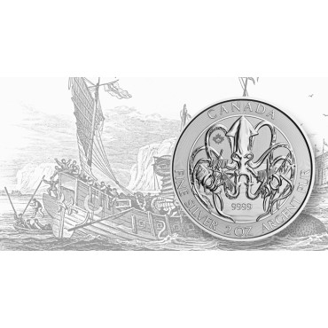 Срібна монета 2oz Кракен 10 доларів 2020 Канада