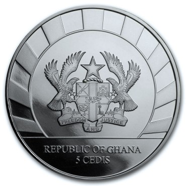 Срібна монета 1oz Гігантський Олень "Megaloceros" 5 седі 2019 Гана