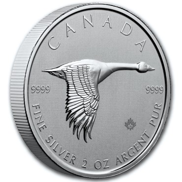 Срібна монета 2oz Канадський Гусь 10 доларів 2020 Канада