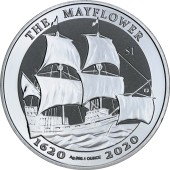 Серебряная монета 1oz Парусник "Мейфлауэр" 1 доллар 2020 БВО