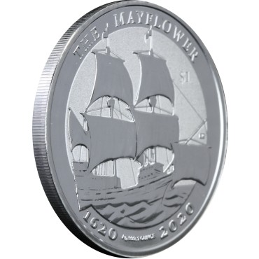 Серебряная монета 1oz Парусник "Мейфлауэр" 1 доллар 2020 БВО