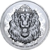 Серебряная монета 1oz Рычащий Лев 2 доллара 2020 Ниуэ