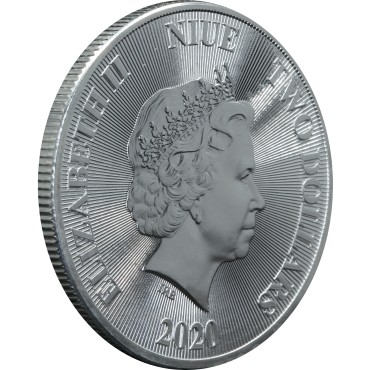 Срібна монета 1oz Рикаючий Лев 2 долара 2020 Ніуе